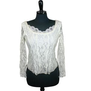 Vintage Lew Magram Lace Faux Corset Blouse Top Renaissance Soft Girl M